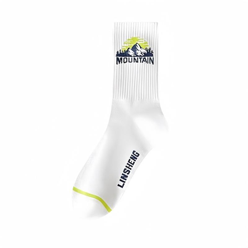 2024 Men's Mid-Calf Odor-Resistant Cotton Basketball Socks - White, Teen Style