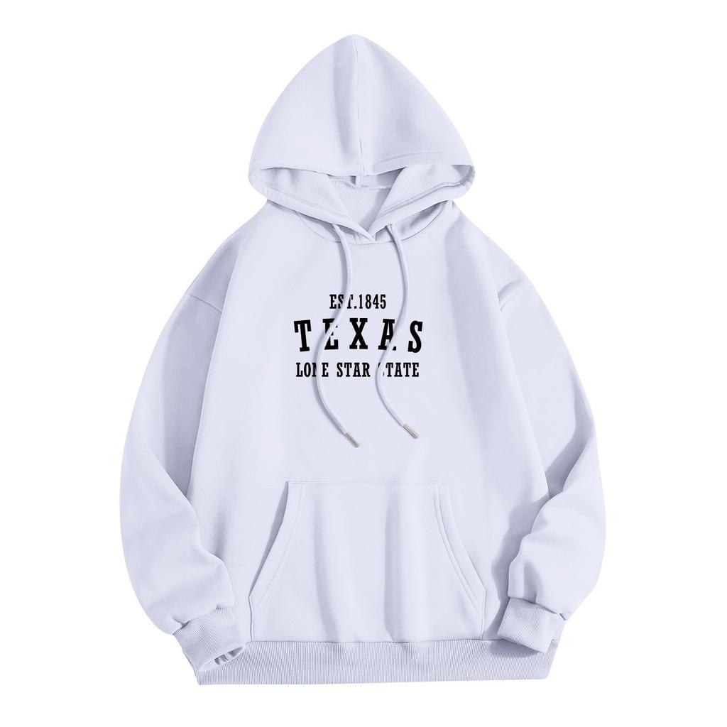 Женская мода O-образный вырез с длинным рукавом и принтом, толстовка с капюшоном