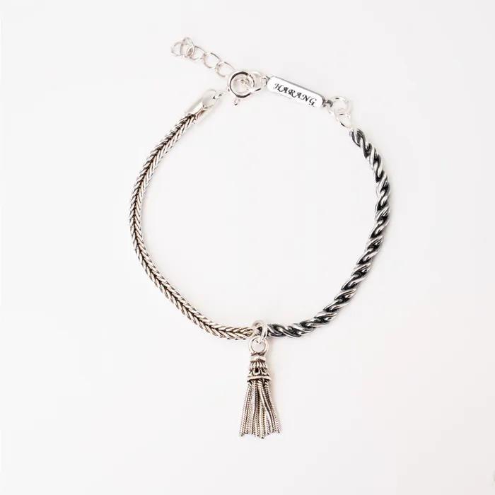HR 132B_Tassel Half & Half Chain Bracelet