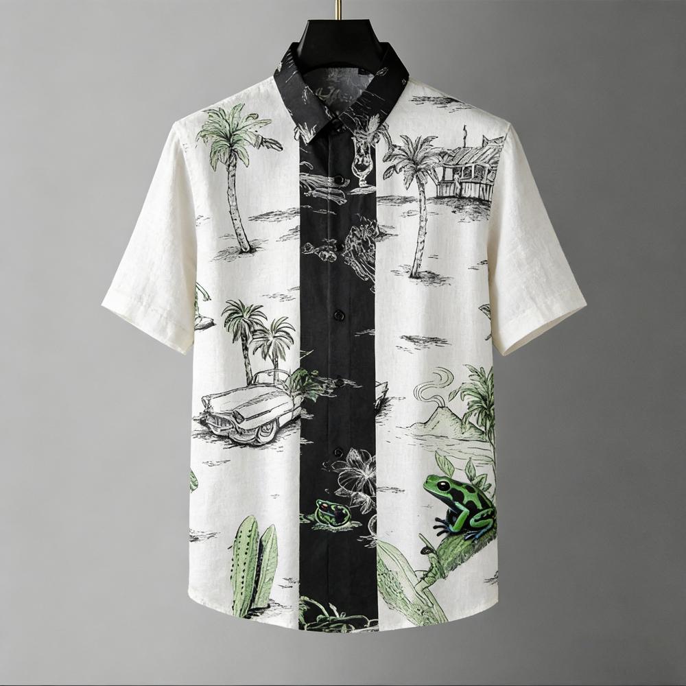 Men's New Collar Short Sleeve Shirt Natural Plant High Definition 3D Printed Shirt Hawaiian Vacation Leisure Social Clothing men