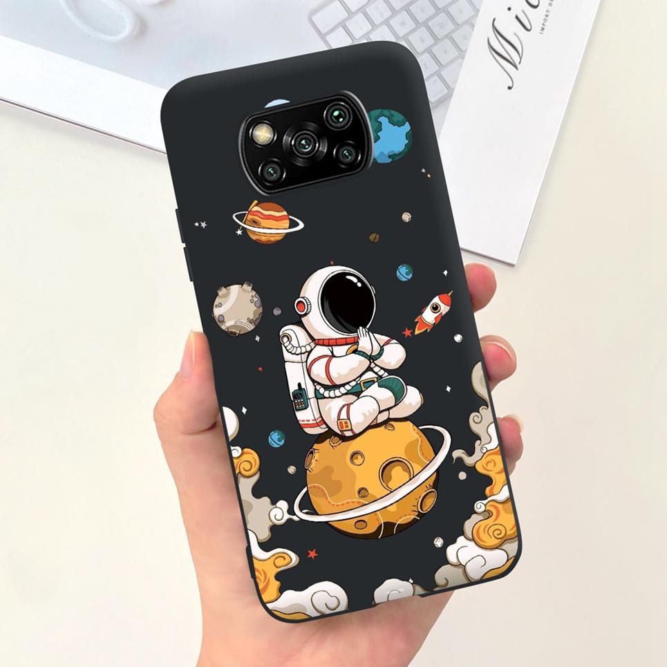 For Xiaomi Poco X3 Pro PocoX3 NFC Back Cover Case Astronaut Printing Cartoon Bumper Soft Matte Silicone For Poco X3 X3Pro Coques