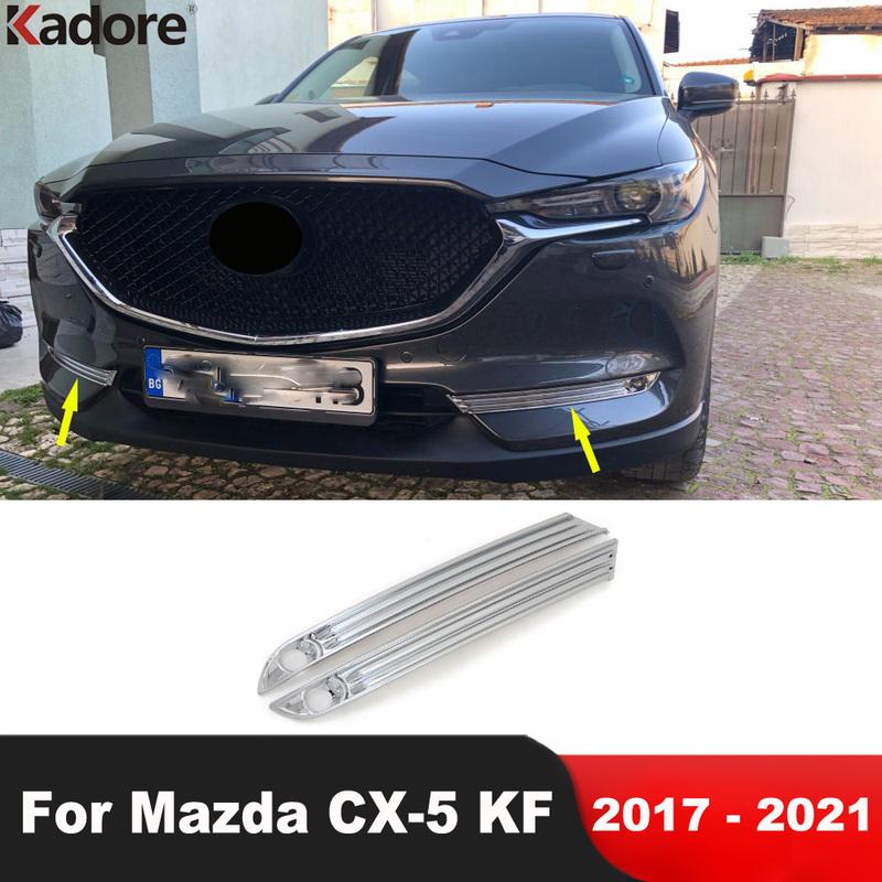 For Mazda CX5 CX-5 KF 2017 2018    Chrome Front Fog Light Lamp Cover Trim Foglight Bezel Trims Car Accessories