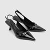 Fashion Black Women Sandals Pointed Toe Summer Dress Shoes Thin High Heels Back Strap Rivet Design Casual Pumps Size 35-39 Sandals