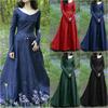 Women Medieval Cosplay Costume Viking Pirate Gothic Split Maxi Big Wing Strap Star Moon Dress Retro Vintage Vestido