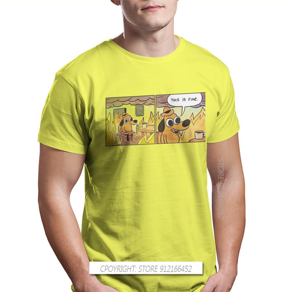 This Is Fine Tshirt Bitcoin Cryptocurrency Miners Meme Printed Tops T Shirt Male Gift Clothes