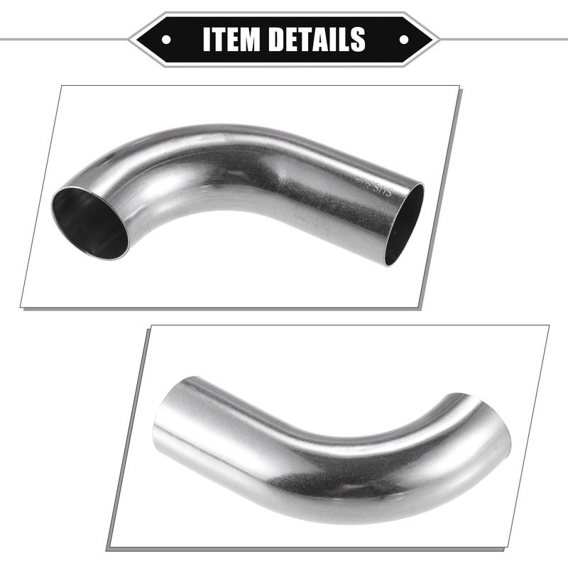 UXCELL 2Pcs 19mm 25mm 32mm 38mm 63mm 90° Bend Elbow Pipe Tube DIY Exhaust Pipe Air Intake Tube for Car 304 Stainless Steel
