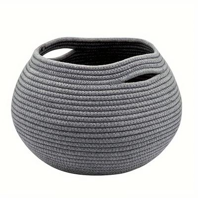 Круглая плетеная вручную корзина 10x10x8,3" - Идеально подходит для хранения полотенец, кошачьих игрушек и растений, Прочная, Стильная для гостиной или ванной комнаты