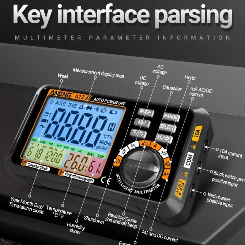 2026 Digital Multimeters 3 in1 ANENG 612 Smart Professional AC/DC Current Voltage Capacitance Measurement Multimetro Test Tools with Digital Display