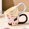 Милая кошка керамическая чашка сувенир кофейная кружка подарок на день рождения для девочки длинная ручка красивая чашка для домашнего использования