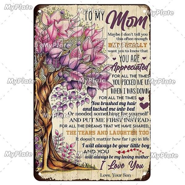 Vintage To My Mom Metal Sign Love Tin Sign Decoration Plaque Home Wall Decor Bar Sign Home Decor Poster Drop Shipping