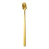 3Pcs 13.2cm Stainless Steel Square Head Stirring Spoon Long Handle Dessert Spoon, Gold (BPA Free, No FDA)