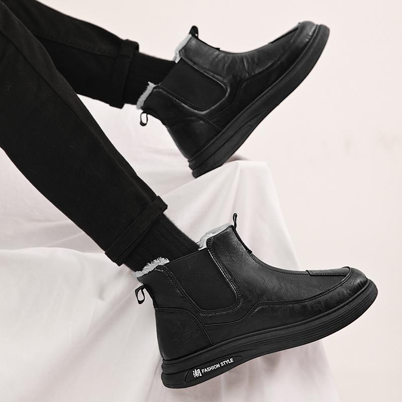 Men Ankle Boots Slip On Winter Personality Fashion Casual Ankle Boots High-top Tooling Winter Boots British Men Cotton Shoes