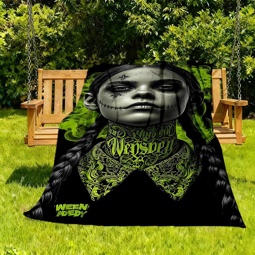 Wednesday Outdoor Flannel Throw Blanket - HD Printed Lightweight Soft Warm All-Season Blanket for Sofa, Bed, Travel, Camping 1203049