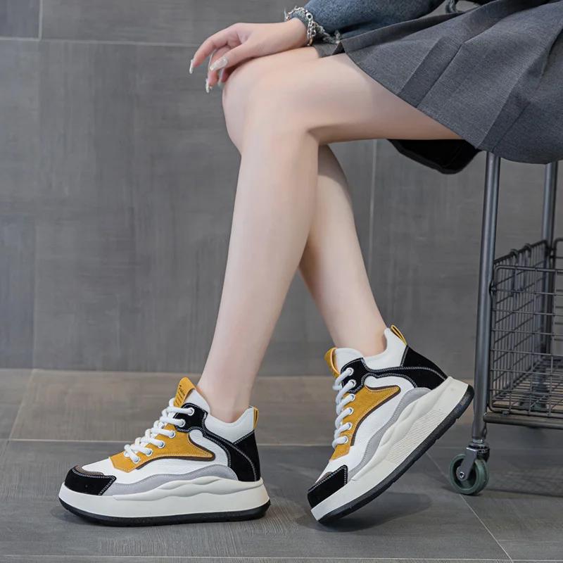 Зимние кроссовки женские из натуральной кожи, белые кроссовки, зимние ботинки, спортивная обувь, высокая платформа, ретро, студенческие ботинки Muje