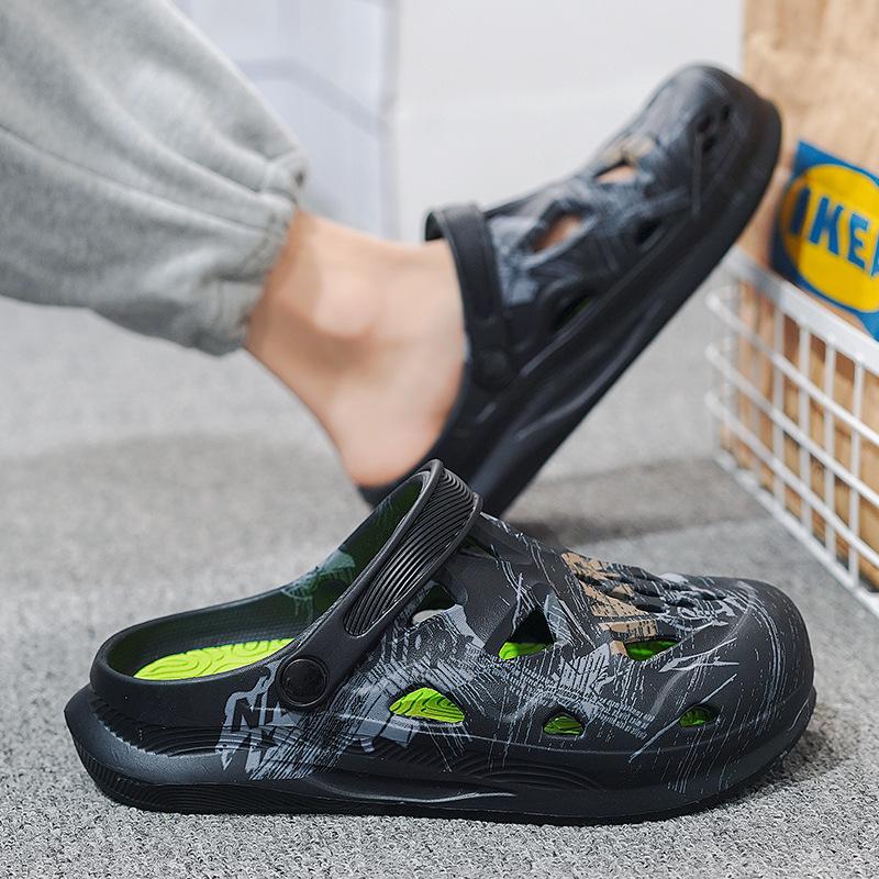 Internet Celebrity Hole Shoes Men's Summer Wear Stepping On Shit Feeling Non-slip Bag Head Slippers Men's Outdoor Summer Beach Sports Sandals