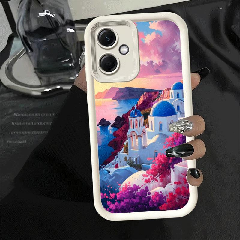 Санторини Греция Лето Мягкий чехол для телефона для Xiaomi Poco X7 X6 X5 Pro X4 Gt X3 F7 Ultra M8 M7 Redmi 15C 15 14C 13 13C 12 12C 10 1