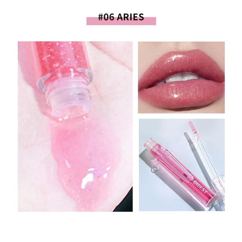 QIBEST Водянистый блеск для губ Зеркальная стеклянная глазурь для губ Увлажняющий питательный водянистый блеск для губ Невыцветающий прозрачный блеск для губ