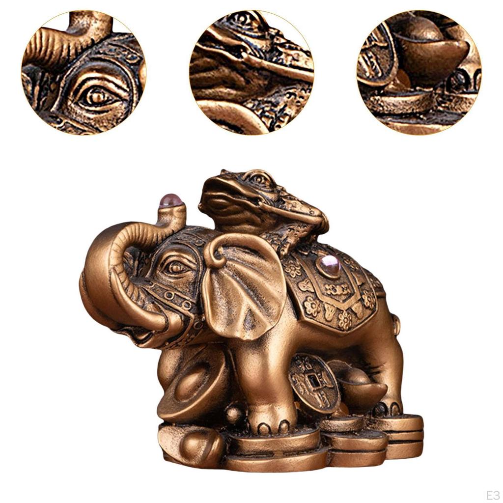 Animal Sculpture In The Shape of A Frog On An Elephant, Table Centerpiece for Indoor Use