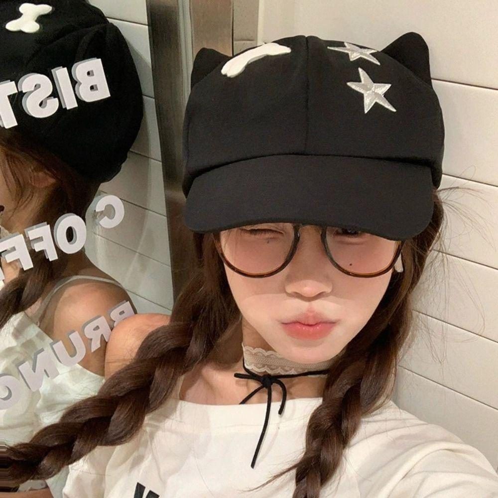 Harajuku Cat Ears Baseball Cap Cute Visor Cap Fashion Star Peaked Hat  Outdoor