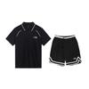 Quick-Drying Breathable Comfortable Short Sleeve Polo Shirt Casual Sports Set Unisex Sports Set Black YPLU043-2+YAPV001-1