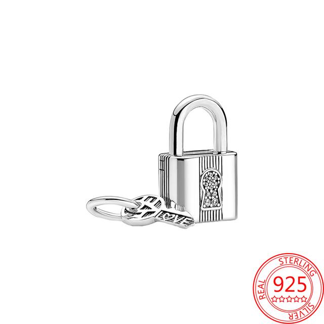 Новые подвески-замки и ключи из стерлингового серебра 925 пробы, подходят для браслета 925 пробы, для женщин, изящные ювелирные изделия своими руками, подарок