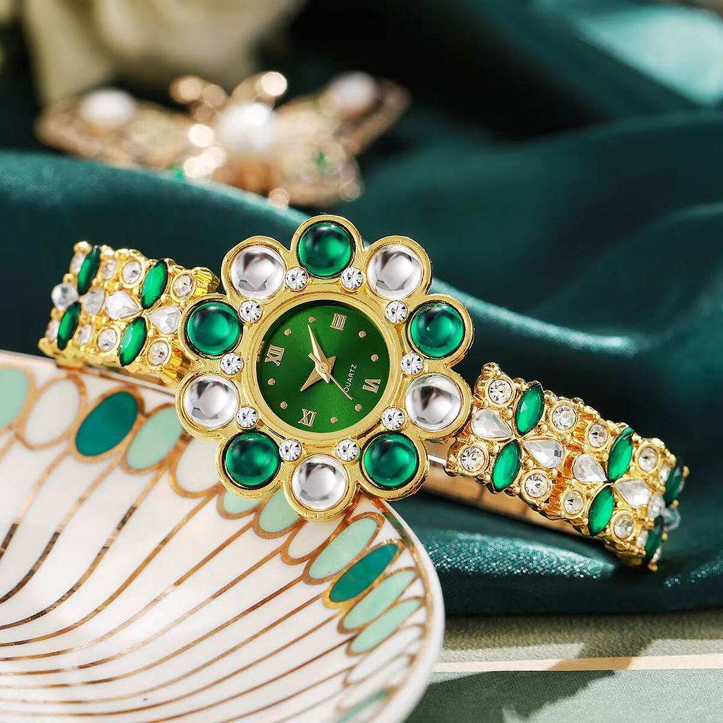 Роскошные женские часы со стразами, браслет с цветочным циферблатом, кварцевые наручные часы для дам, часы Reloj Mujer