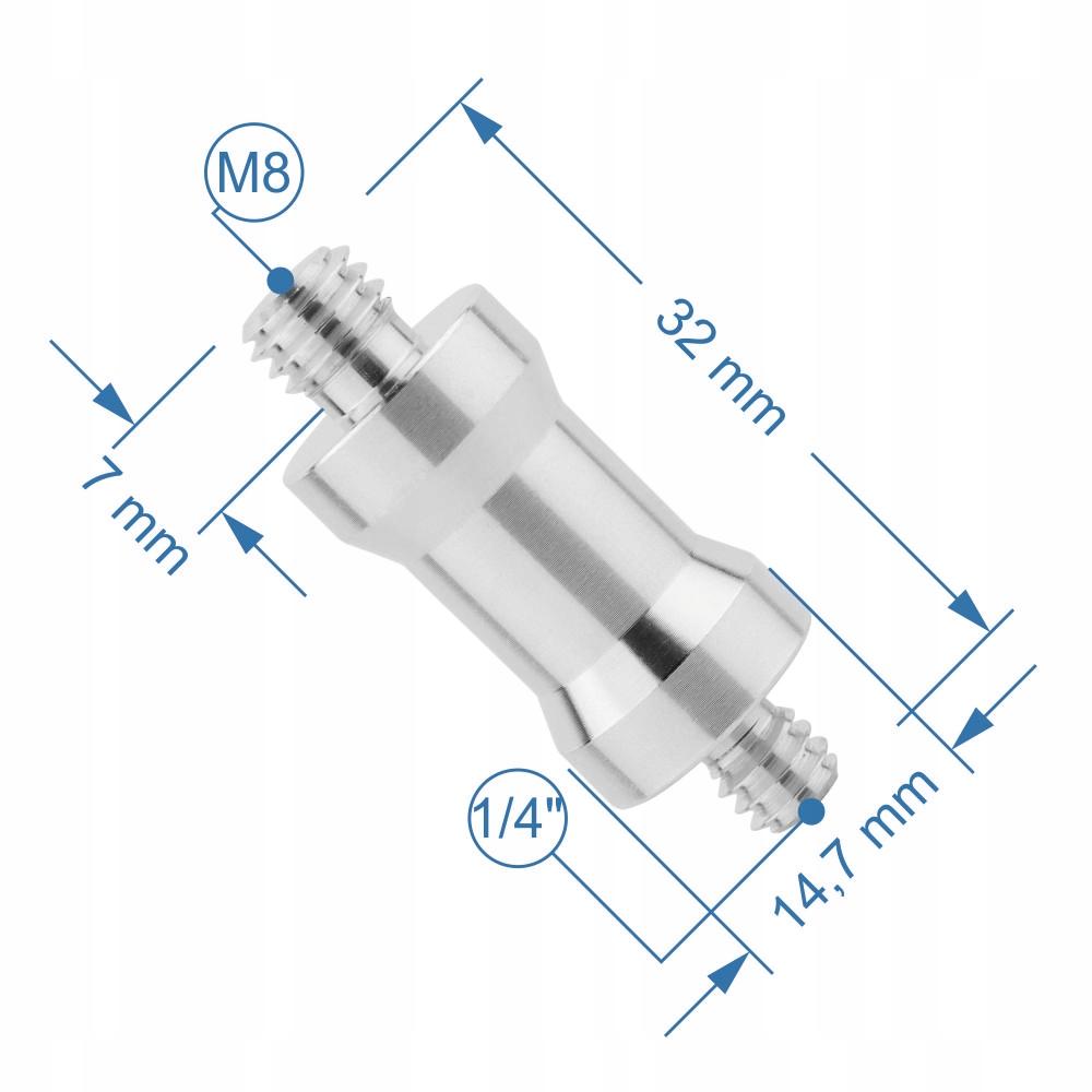 Adapter, tripod reduction sleeve 1/4" to M8, aluminum, for 32 mm tripod