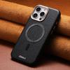 Suitable for Apple 17 Pro Max phone case with lychee pattern magnetic suction, full protection for iPhone 16, anti-drop for 15, electroplated leather