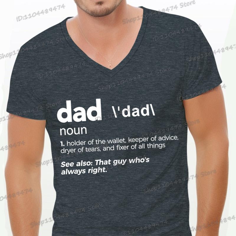 Мужская футболка ПАПА Существительное с принтом с коротким рукавом летняя удобная уличная мода V-образный вырез футболки подарки на день рождения отца мужская футболка