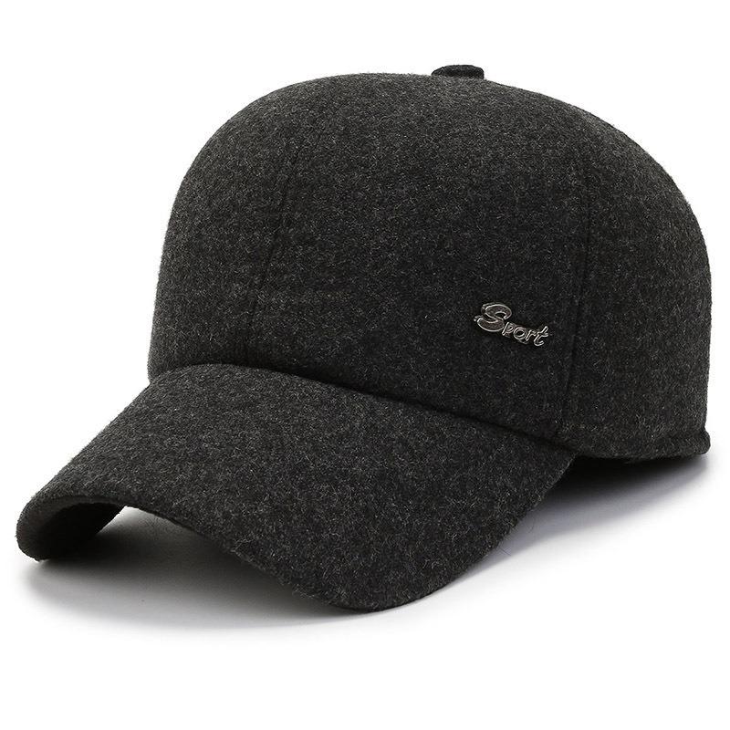 Зимняя шапка Мужская флисовая холодостойкая и теплая шапка с плоским верхом Шапка дедушки шерстяная утолщенная с защитой ушей утиный козырек хлопковая шапка