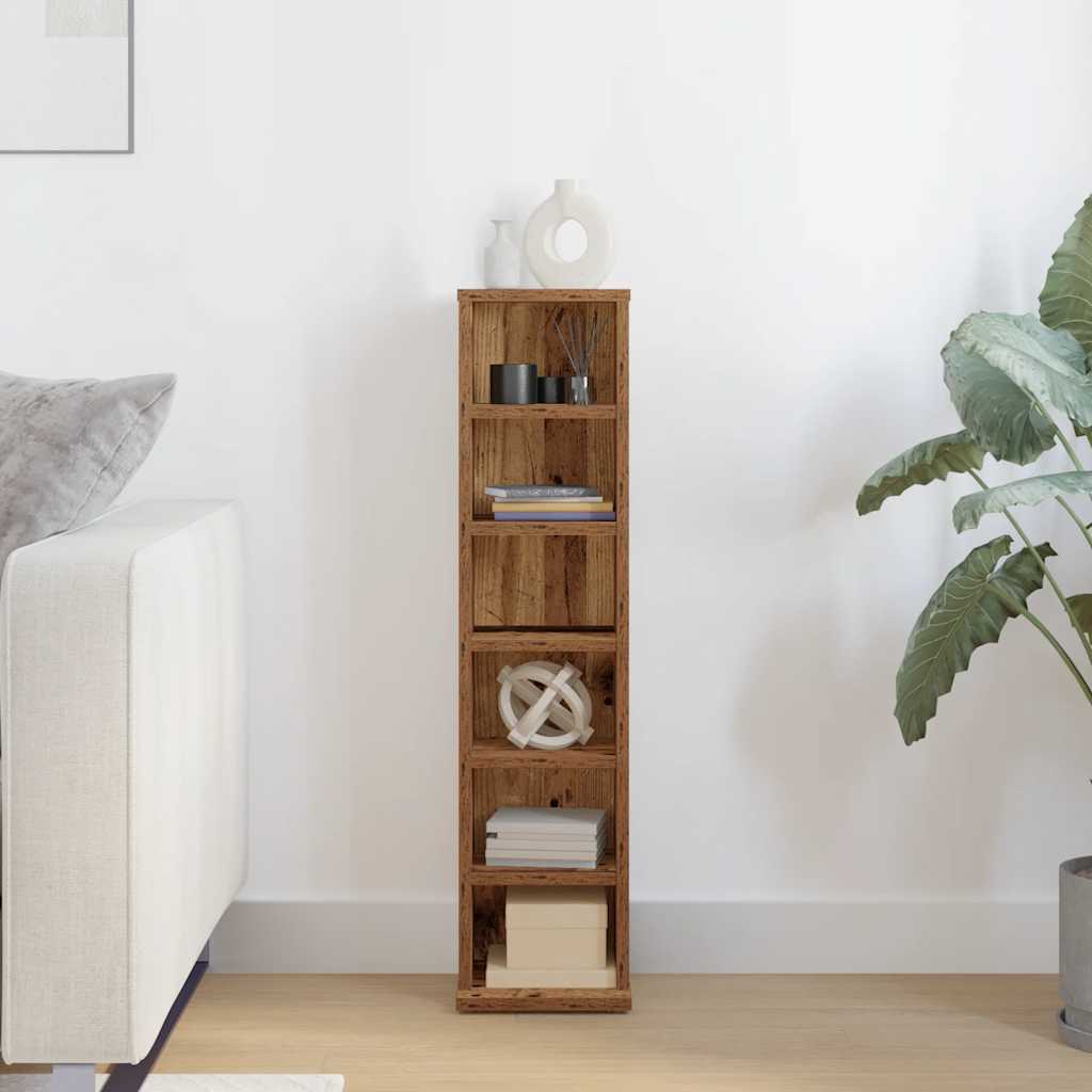 CD Shelf Vintage Wood Look 21 x 20 x 88 cm Engineered Wood