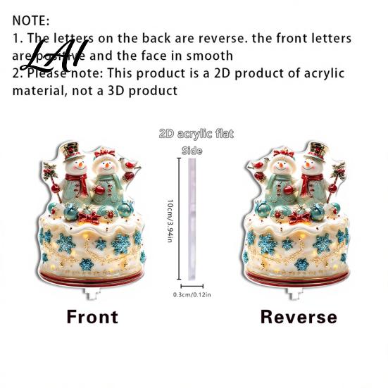 360 Degree Spinning Sign Rotating Acrylic Desktop Ornament 2D Flat Christmas Santa Snowman Cupcake Plaque with Gift for Home Base Winter Bookshelf