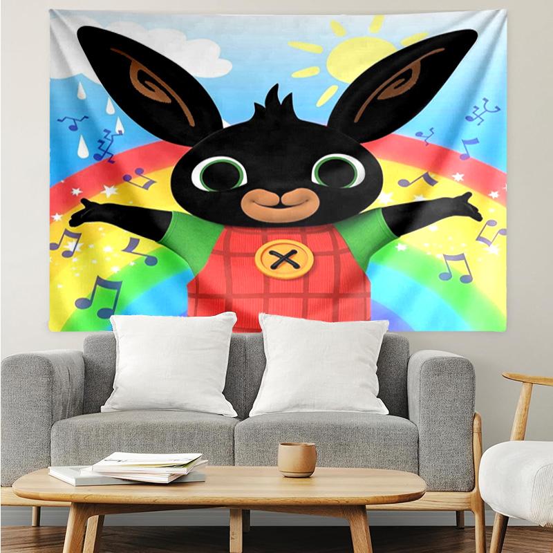 1PC Bunny's Cozy Hug K-pop music group Tapestry Accessories for Bedroom,Livingroom, dormitory Room Wall Decor Fan Birthday Gifts