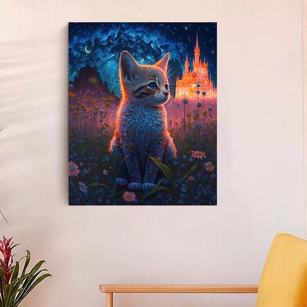 RUOPOTY Рамка для рисования по номерам, наборы для кошек, акриловая краска с цифрами, изображения животных, легкая краска на холсте для украшения дома