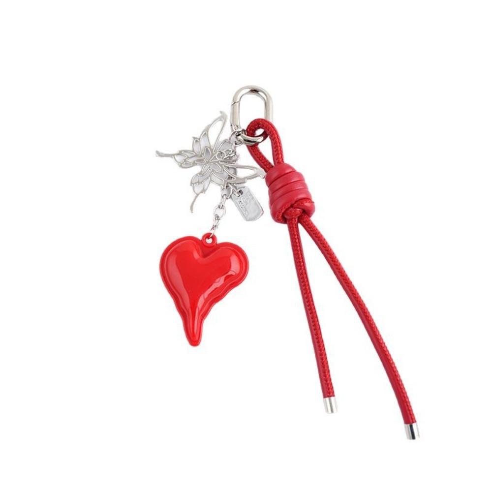 Butterfly Cartoon Girl Heart Keychain Anti-Lost Braided Rope Key Chain  Children Girl