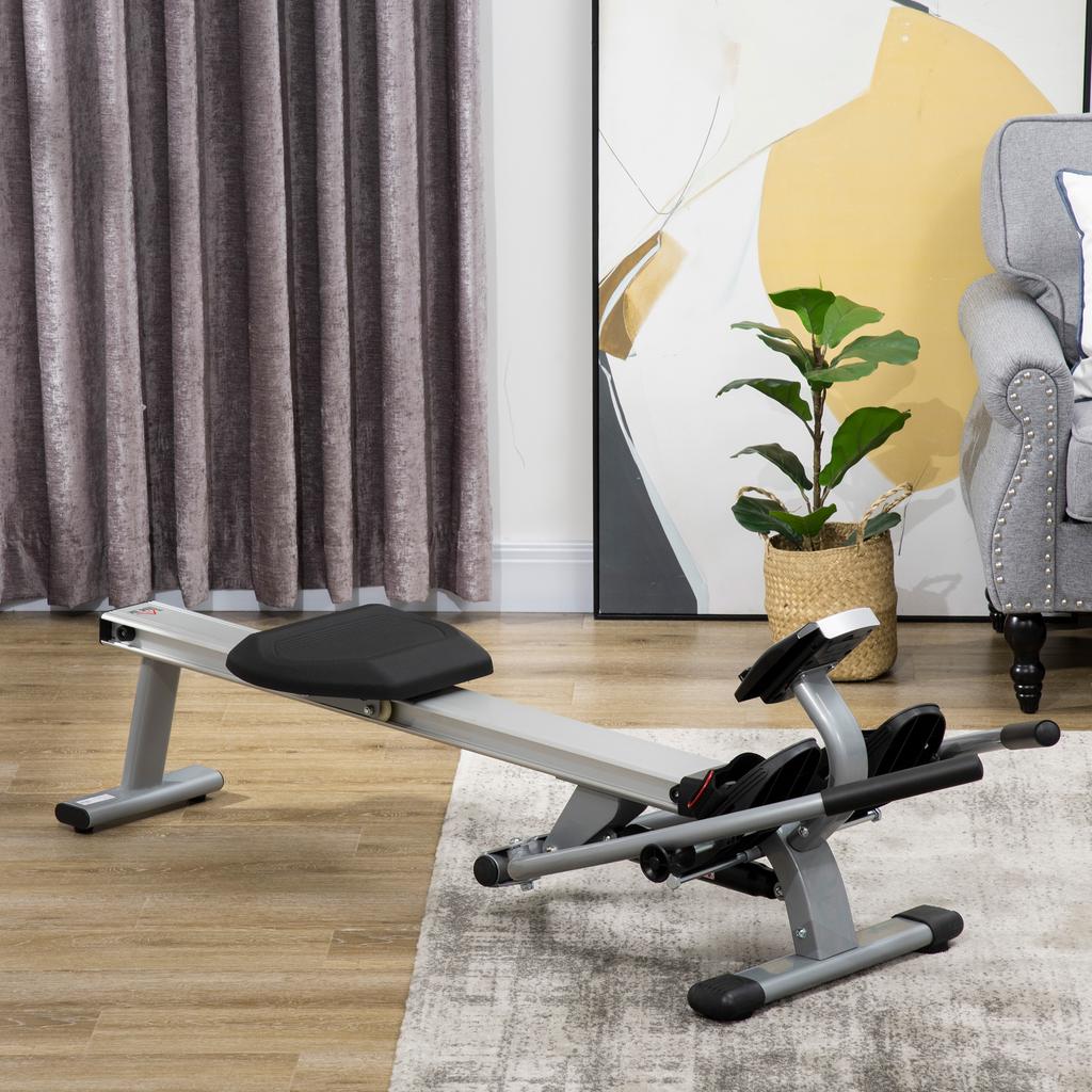 12 Resistance Rower With Digital Monitor And Aluminum Steel And ABS Structure 160x61x50 Cm