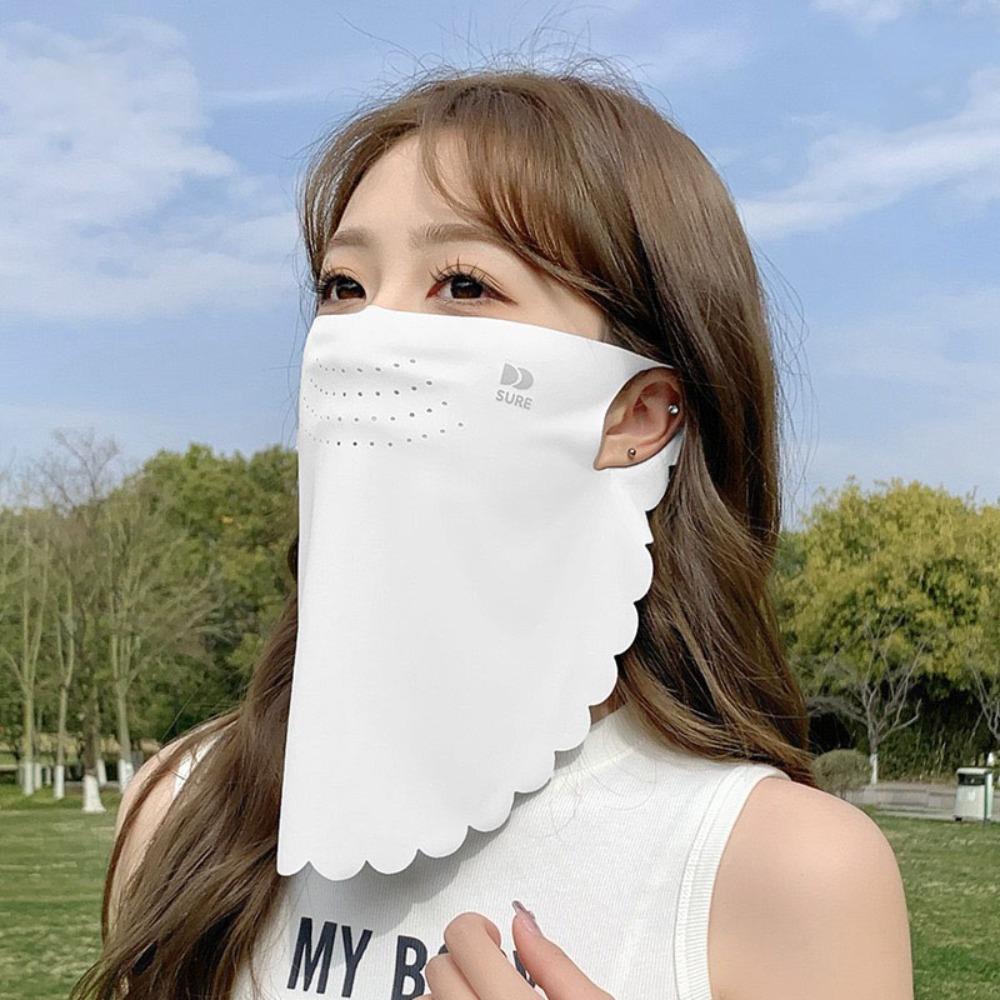 Summer Face Scarves Sunscreen Mask Solid Color Sunscreen Face Scarf Elastic Neck Wrap Cover Women