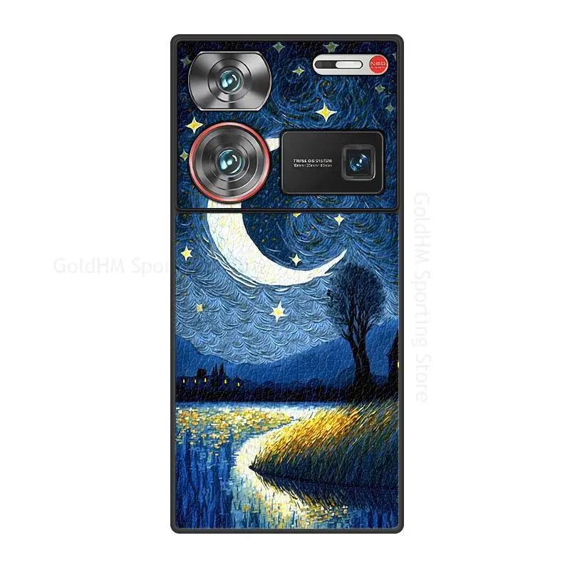 Capa For ZTE Nubia Z60 Ultra Starry Night Moon Leather Phone Case For Nubia Z50S Pro Soft Silicone Bumper Phone Cover For Nubia Z60 Z50 Ultra Fundas