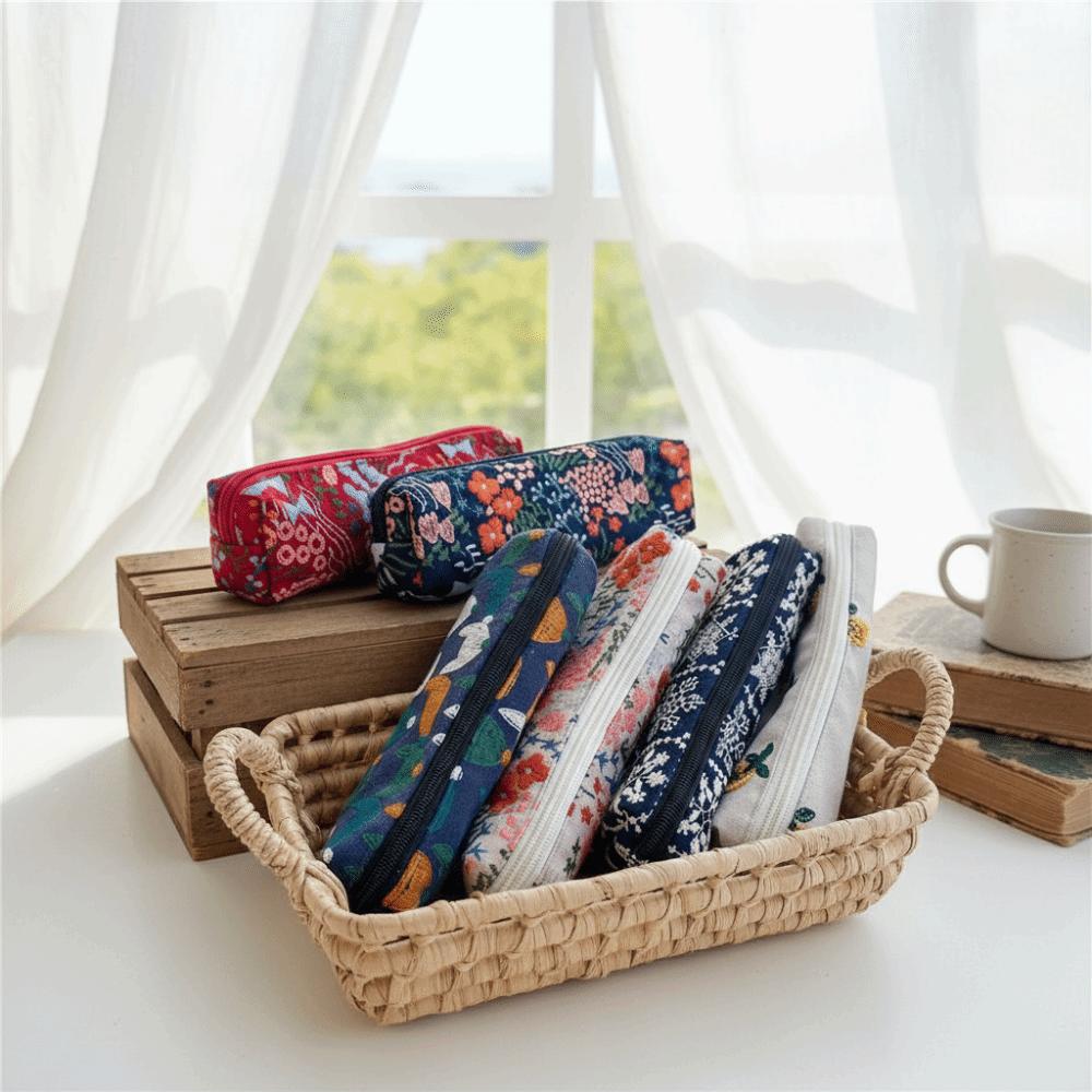 Print Korean Style Pen Bag Flower Pencil Pouch Fashion Embroidered Pencil Case School