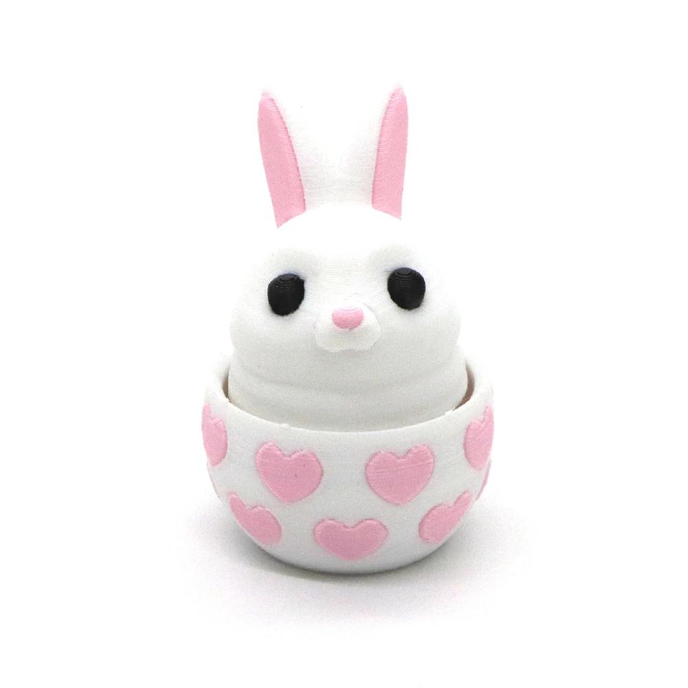 Multi color Plastic 3D Print Easter Surprise Egg DIY Crafts Model Pressed Egg Rabbit Ornaments Decoration