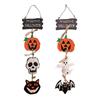Practical-Halloween Front Door Hanging Pumpkin Witch Ghost Flags Sign For Halloween Home Haunted House Door Decorations
