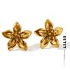 Stainless Steel Casting Flower Earrings Golden Fashion PVD Waterproof Jewelry 2025 Charming Accessories