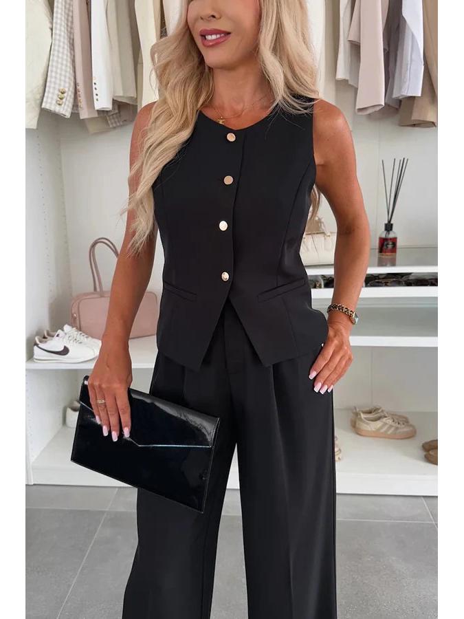 2025 Женский элегантный комплект с V-образным вырезом: жилет и длинные брюки
