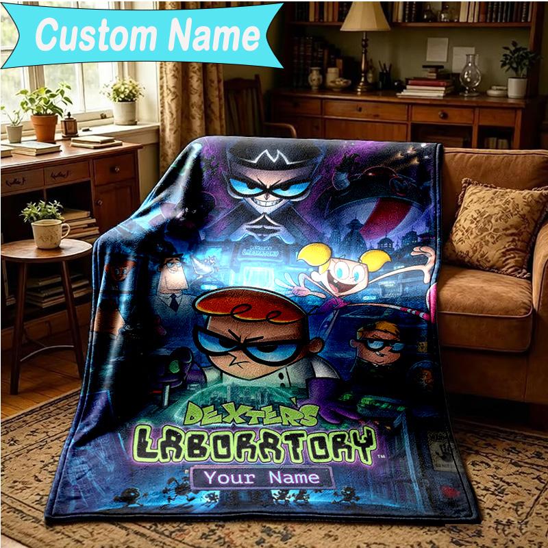 1PC Custom Name Blanket Dexter Power Adventure Flannel blankets Patterns Throw Blanket All-Season Soft Gift for Couch, Bed, Camping, Birthday gifts