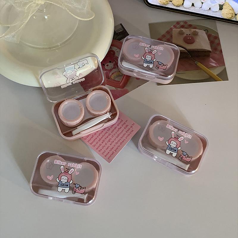 Милый мультяшный футляр для контактных линз, портативный мини-бокс для контактных линз для девочек, красивый контейнер для хранения зрачков, дорожный набор