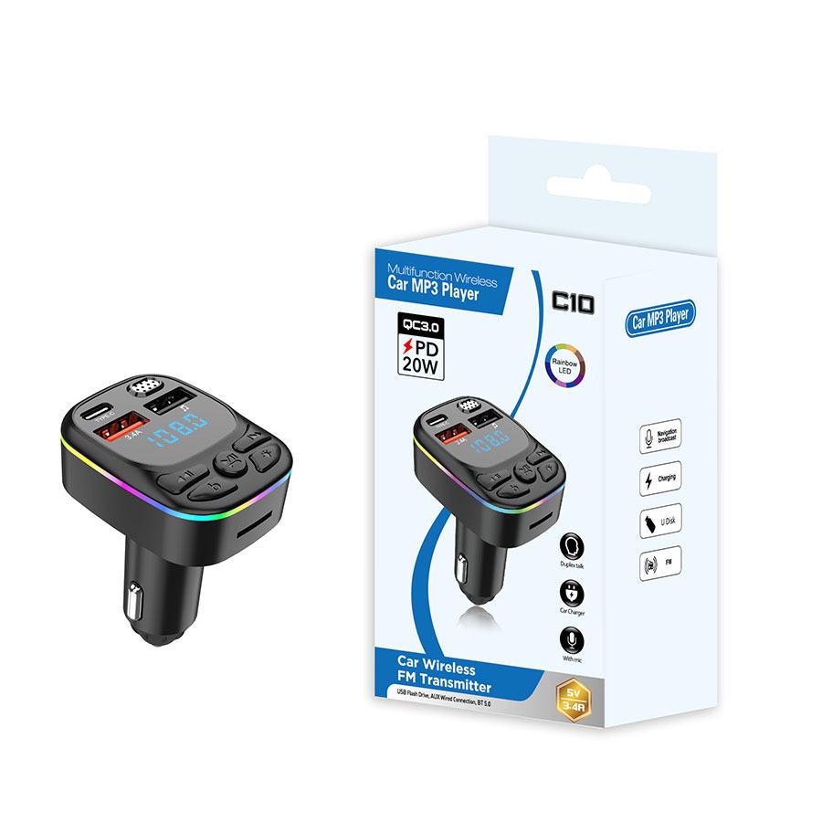 Автомобильный Bluetooth FM-передатчик с MP3, функцией громкой связи, слотом для карты и зарядным устройством 3A