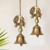 Peacock' Brass Decorative Hanging Bells for Home Decoration (Set of 2, Pure Brass Bell Hanging Decorative Items Bell for Mandir Bell for Pooja Room