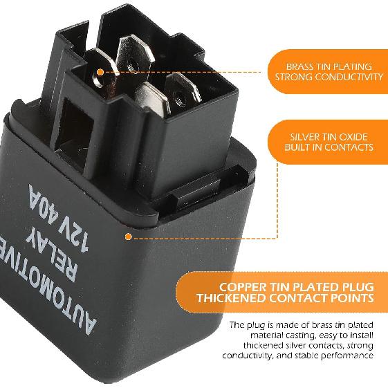 12V 40A Relay, Auto Replacement Parts 4 Pin Relay, Universal Car Vehicle Motor Fuse Motor Switch Power for Fog Driving Light Wire Wiring Harness