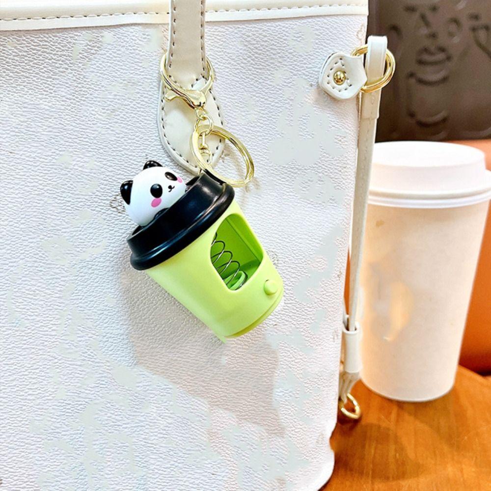 Bounce Car Keyring Panda Capybara Pendant Unique Cartoon Animals Dolls  Charms