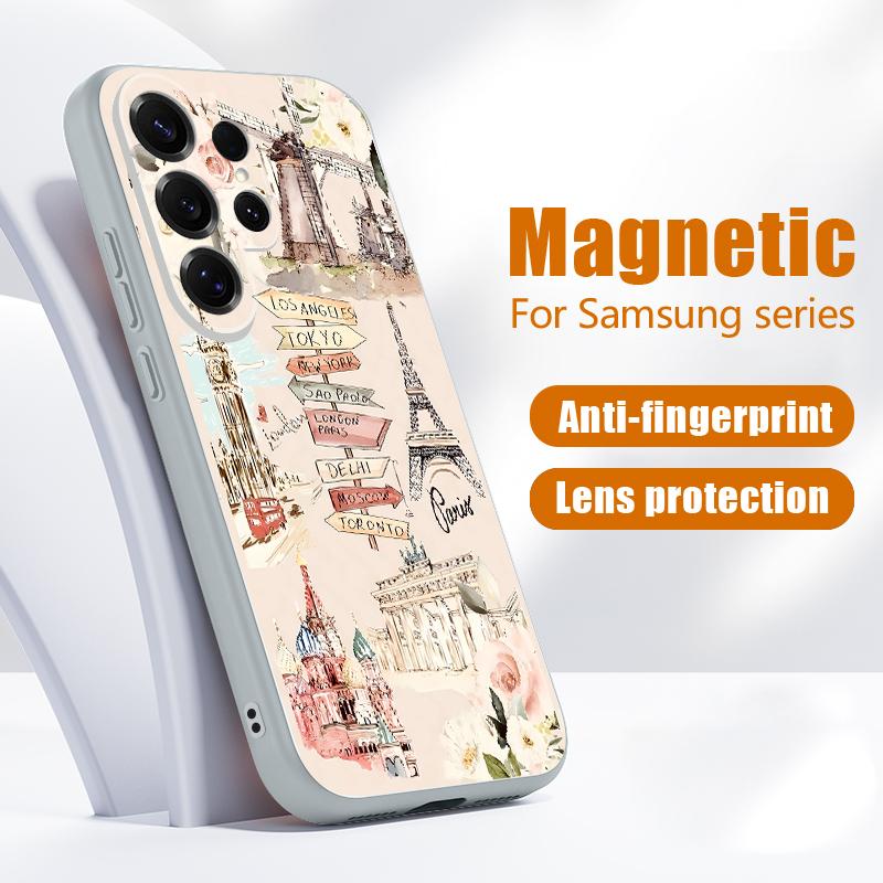 Модный Чехол в Стиле Коллаж Для Samsung Galaxy S26 Ultra S25 Edge S24 Plus S23 FE S22 A17 A54 A55 A56 A57 5G Магнитный Для Magsafe Матовый Чехол